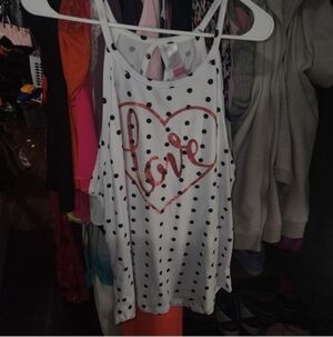 💋5/20 Nobo white polka dot tank open bow back 3x